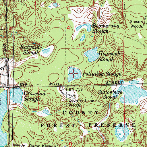 Topographic Map of Pollywog Slough, IL