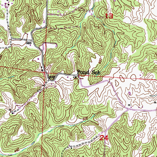 Topographic Map of Pond School, IL