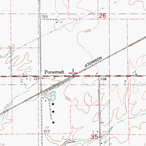 Topographic Map of Ponemah, IL