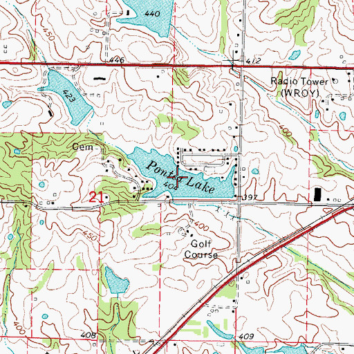 Topographic Map of Pontca Lake, IL
