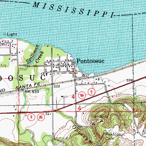 Topographic Map of Pontoosuc, IL