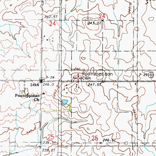 Topographic Map of Pontoppidan Cemetery, IL