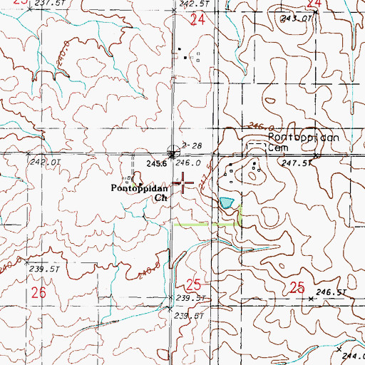 Topographic Map of Pontoppidan Lutheran Church, IL
