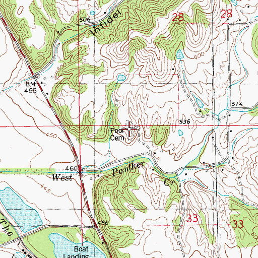 Topographic Map of Poor Cemetery, IL
