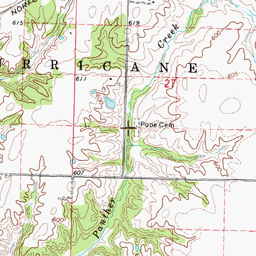 Topographic Map of Pope Cemetery, IL