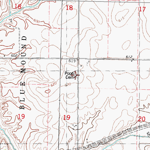 Topographic Map of Pope Cemetery, IL
