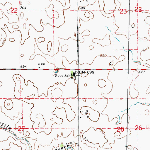 Topographic Map of Milton Pope Elementary School, IL