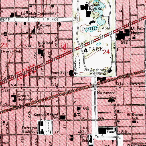 Topographic Map of Pope Elementary School, IL