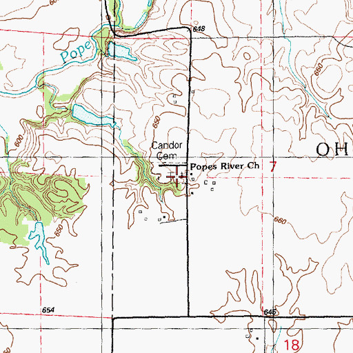 Topographic Map of Popes River Church, IL