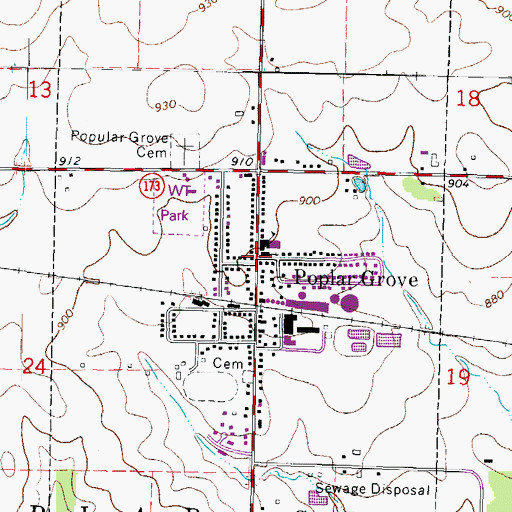 Topographic Map of Poplar Grove, IL