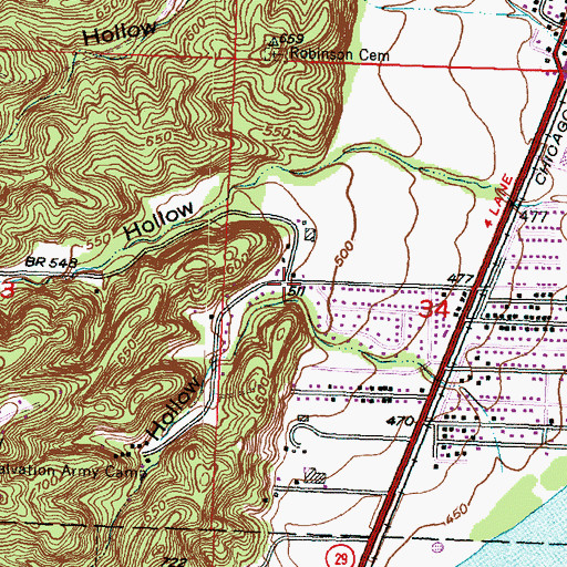 Topographic Map of Poppet Hollow, IL