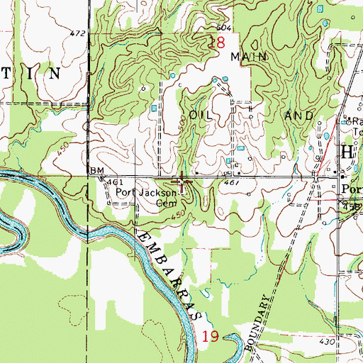 Topographic Map of Port Jackson Cemetery, IL