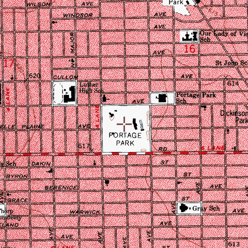 Topographic Map of Portage Park, IL