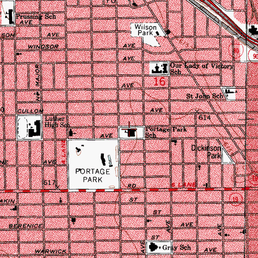 Topographic Map of Portage Park Elementary School, IL