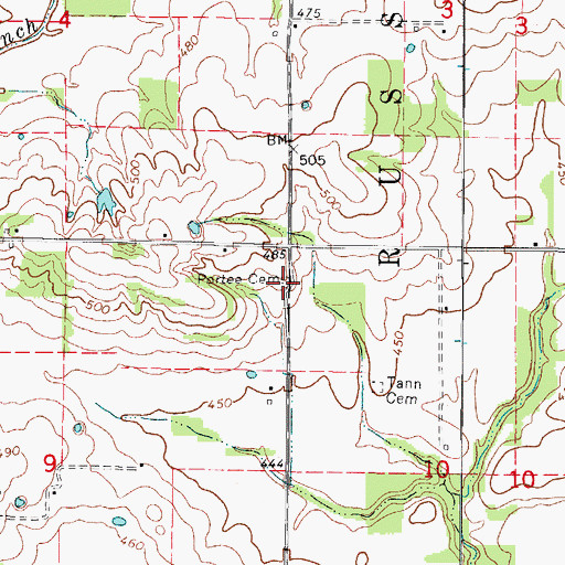 Topographic Map of Portee Cemetery, IL