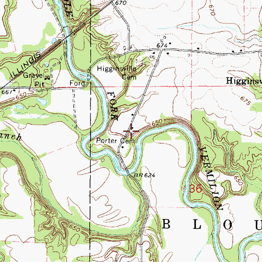 Topographic Map of Porter Cemetery, IL