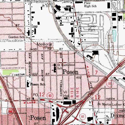 Topographic Map of Posen, IL