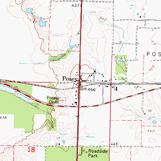 Topographic Map of Posey, IL