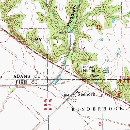 Topographic Map of Possum Hollow, IL