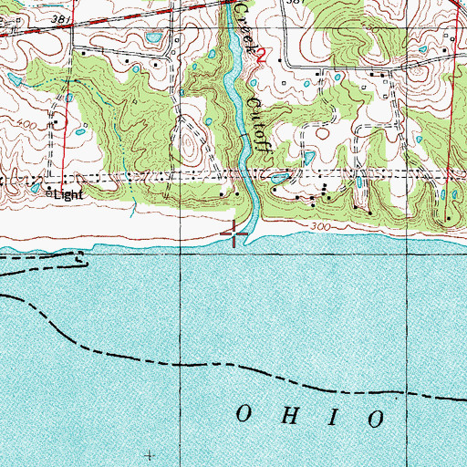 Topographic Map of Post Creek Cutoff, IL