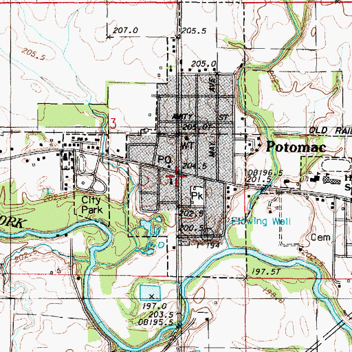 Topographic Map of Potomac, IL