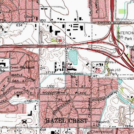 Topographic Map of Pottawatomie School, IL