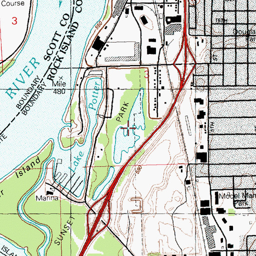 Topographic Map of Lake Potter, IL