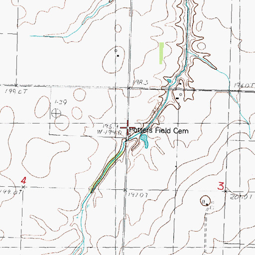 Topographic Map of Potters Field Cemetery, IL