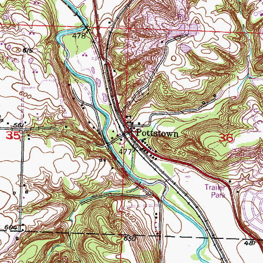 Topographic Map of Pottstown, IL