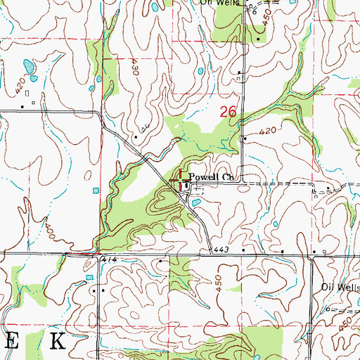 Topographic Map of Powell Church, IL