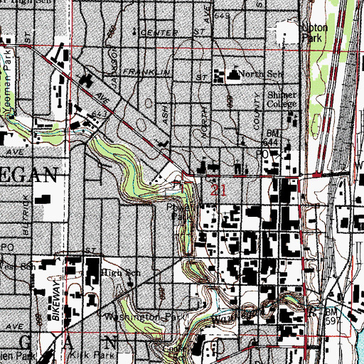 Topographic Map of Powell Park, IL