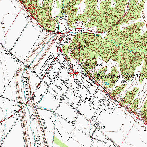 Topographic Map of Prairie du Rocher, IL