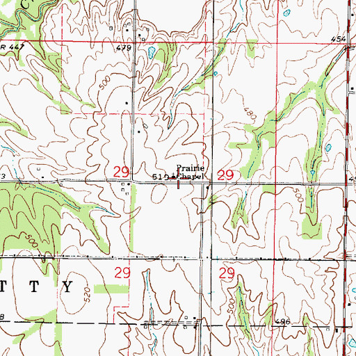 Topographic Map of Prairie Chapel, IL