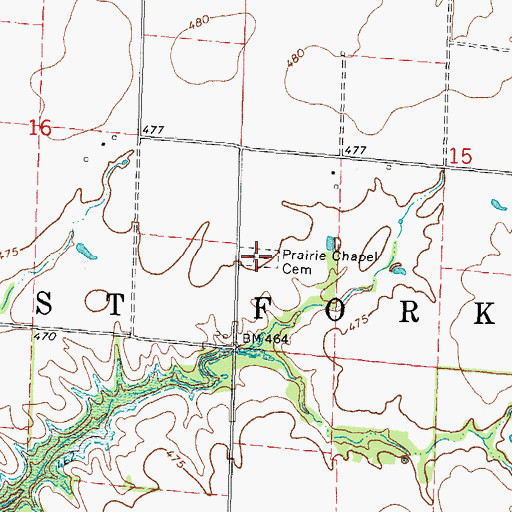 Topographic Map of Prairie Chapel Cemetery, IL
