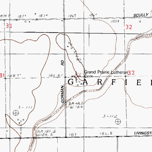 Topographic Map of Prairie Church, IL