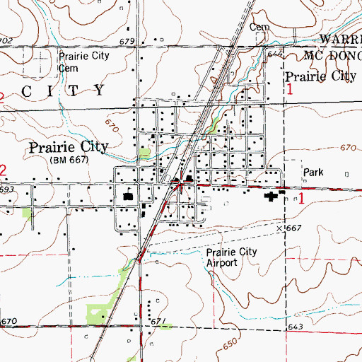 Topographic Map of Prairie City, IL