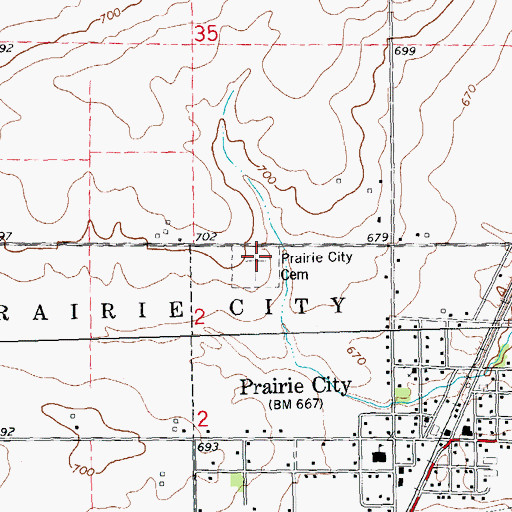 Topographic Map of Prairie City Cemetery, IL