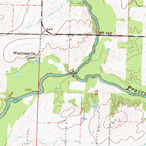 Topographic Map of Prairie Creek, IL