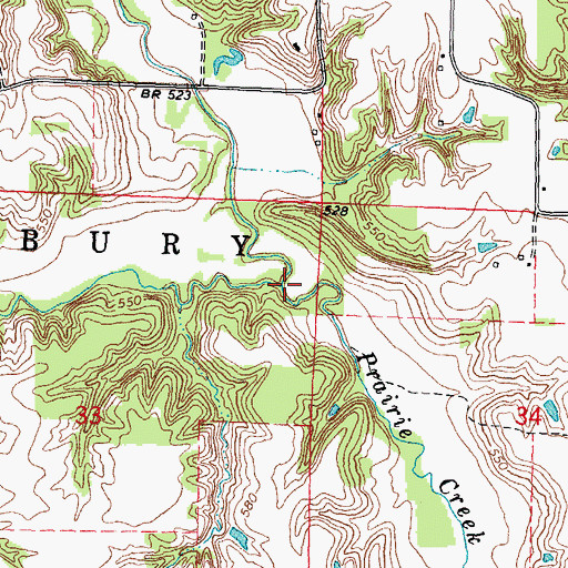 Topographic Map of Prairie Creek, IL