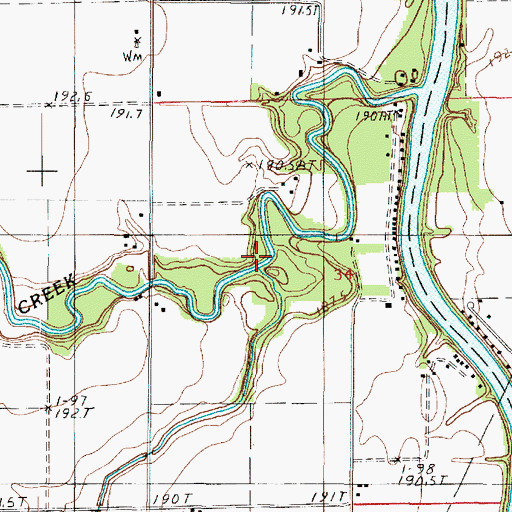 Topographic Map of Prairie Creek, IL