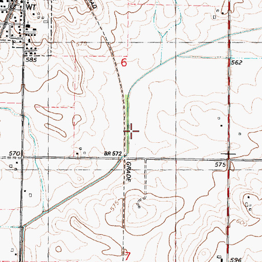 Topographic Map of Prairie Creek Ditch, IL