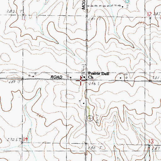 Topographic Map of Prairie Dell Church, IL