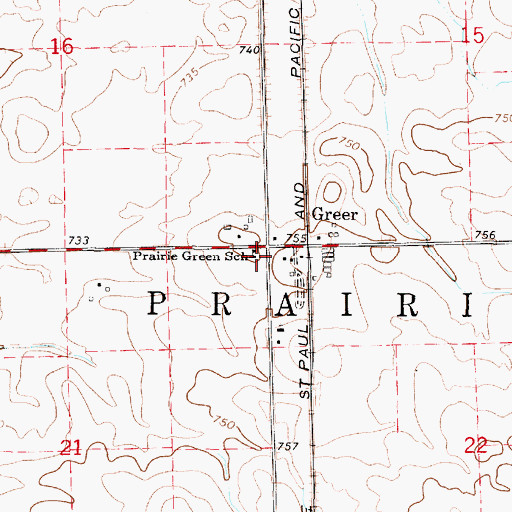 Topographic Map of Prairie Green School, IL