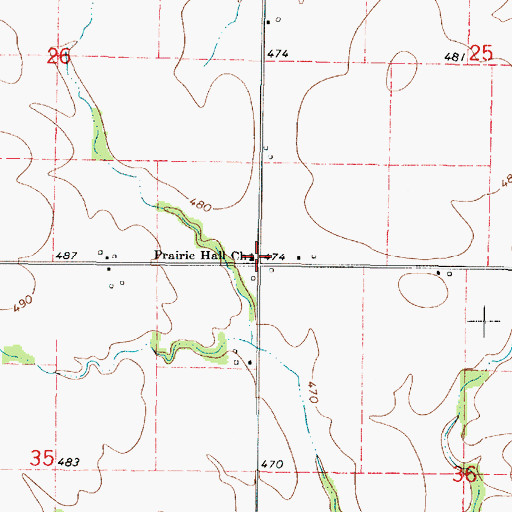 Topographic Map of Prairie Hall Church, IL
