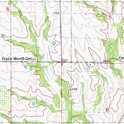 Topographic Map of Prairie Mound School (historical), IL