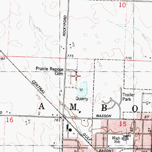Topographic Map of Prairie Repose Cemetery, IL