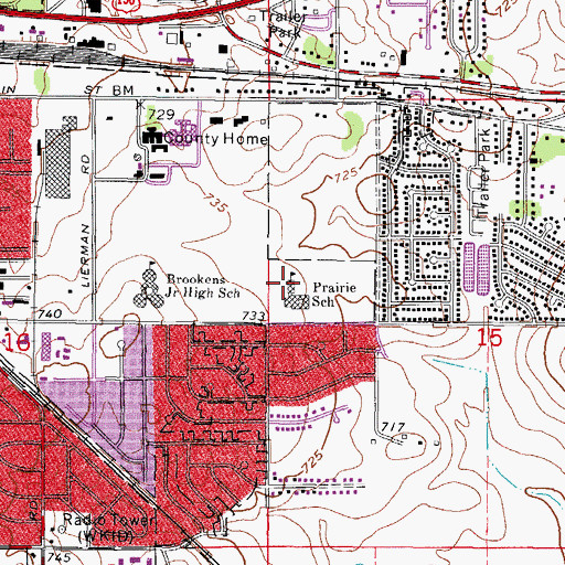 Topographic Map of Prairie Elementary School, IL