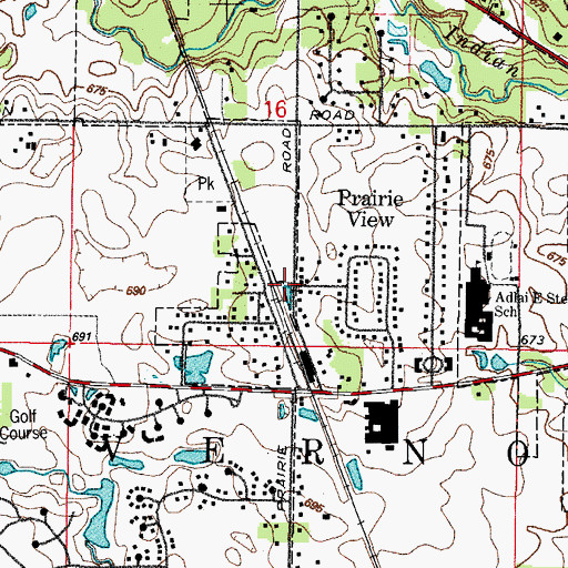 Topographic Map of Prairie View, IL