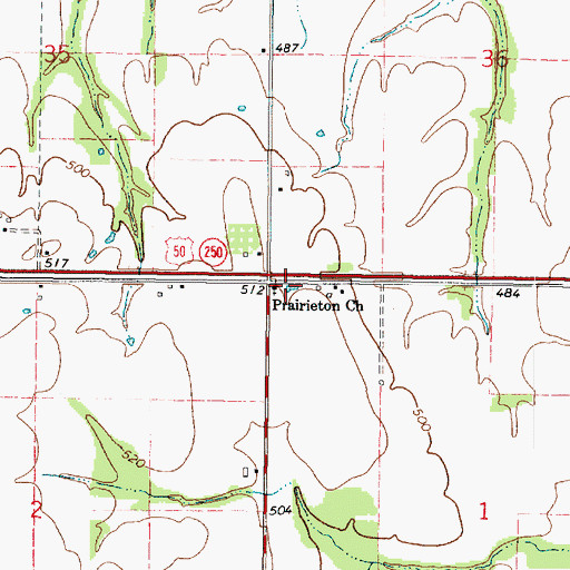 Topographic Map of Prairieton Church, IL
