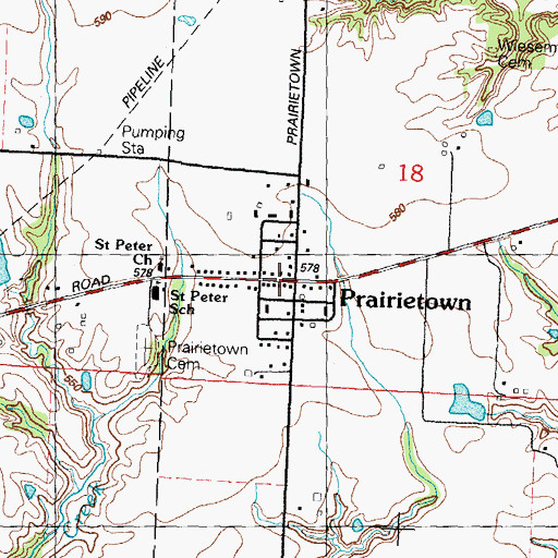 Topographic Map of Prairietown, IL